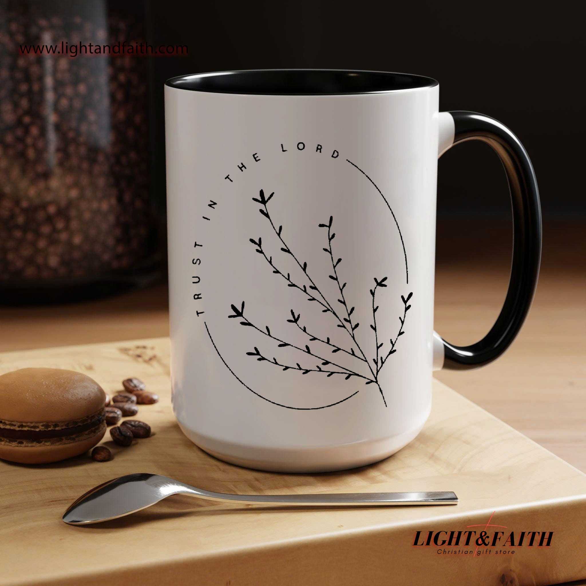 Trust in the Lord Mug – Minimalist Christian Coffee Cup, Bible Verse Faith Mug, Inspirational Scripture Gift for Women & Men MULAF09